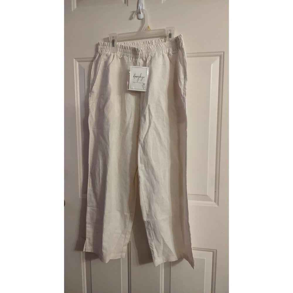 Amazhiyu Linen Cropped Pants, Medium NWT - Picture 7 of 12